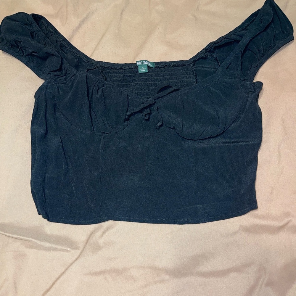 Wild Fable Black Off-Shoulder Crop Top